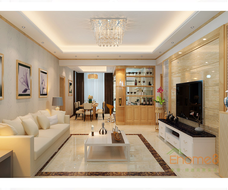 大城小院客廳白色吊燈效果圖