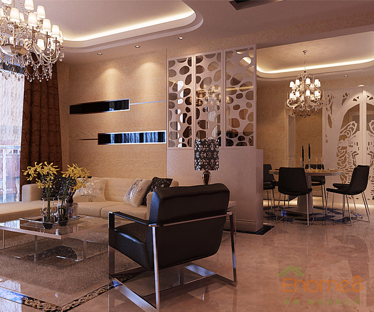 現代氣息淡黃色調客廳一角裝修效果圖2