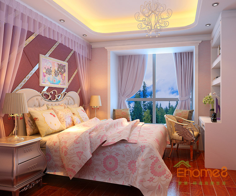 東郡地中海風(fēng)格138平米女兒房裝修效果圖1