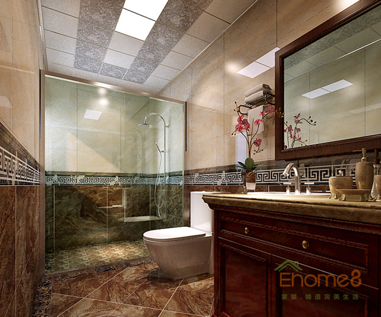 東郡99平米三房一廳中式衛(wèi)生間裝修效果圖33