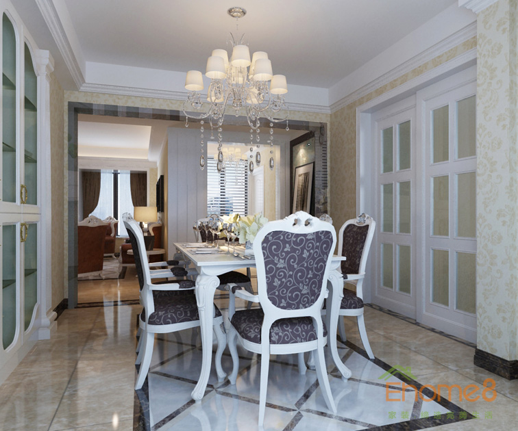 三房一廳108㎡歐式簡(jiǎn)約餐廳裝修效果圖12