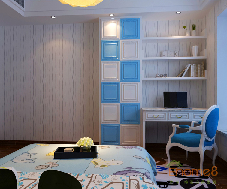 三房一廳108㎡歐式簡(jiǎn)約兒童房書桌效果圖1