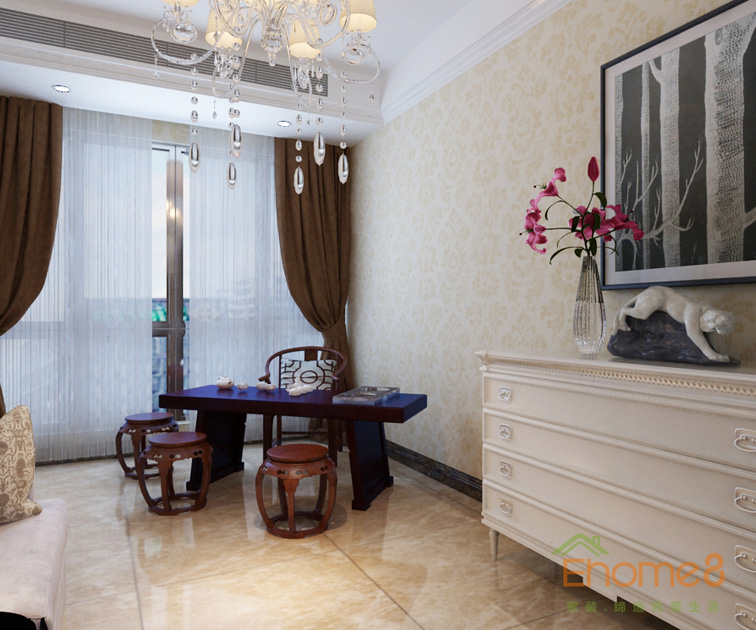 三房一廳108㎡歐式簡(jiǎn)約休閑出裝修效果圖1