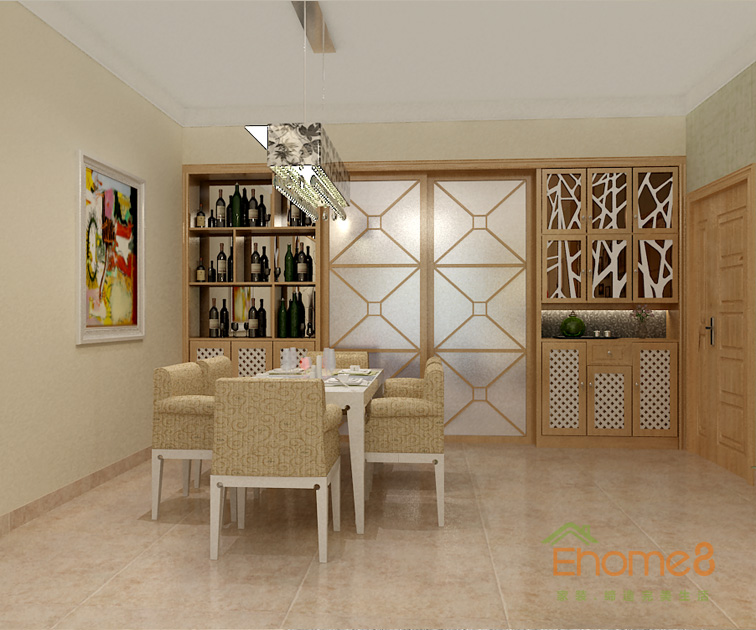 87㎡三房一廳現(xiàn)代簡(jiǎn)約風(fēng)格餐廳裝修效果圖1