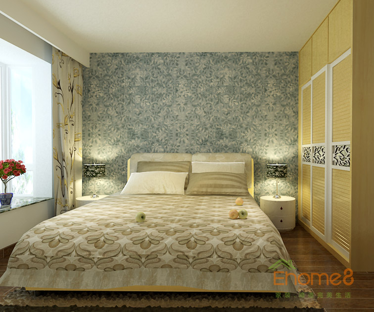 87㎡三房一廳現(xiàn)代簡(jiǎn)約風(fēng)格臥室裝修效果圖1