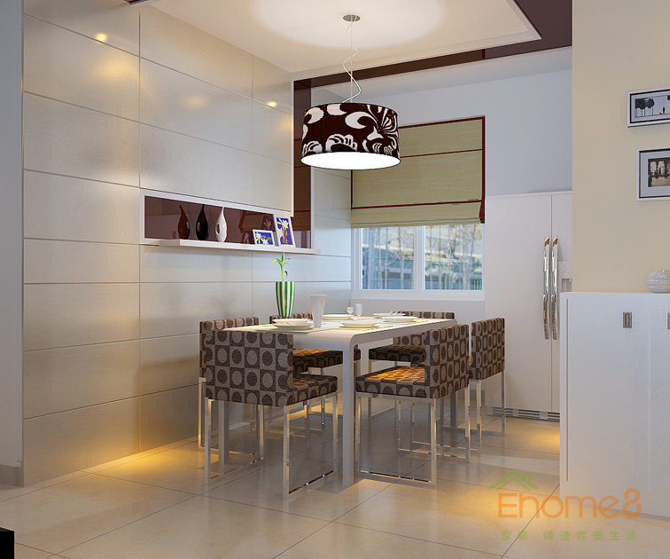 67㎡兩房一廳美式風(fēng)格餐廳裝修效果圖1