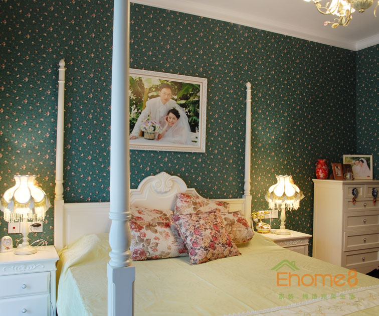 93㎡三房一廳田園風格婚房裝修效果圖