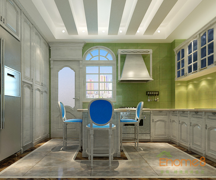 99㎡三房一廳歐式地中海風格廚房裝修效果圖