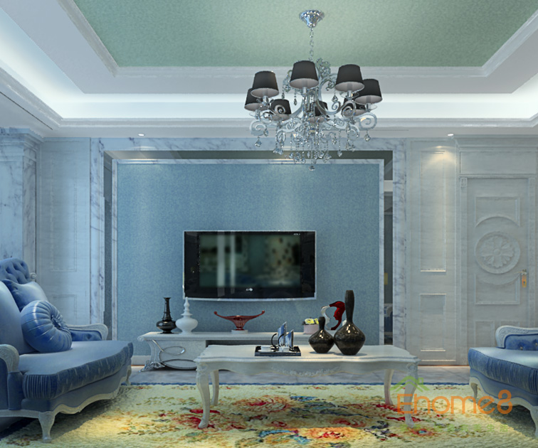 99㎡三房一廳歐式地中海風格客廳裝修效果圖