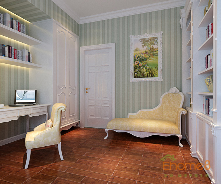 99㎡三房一廳歐式地中海風格書房裝修效果圖