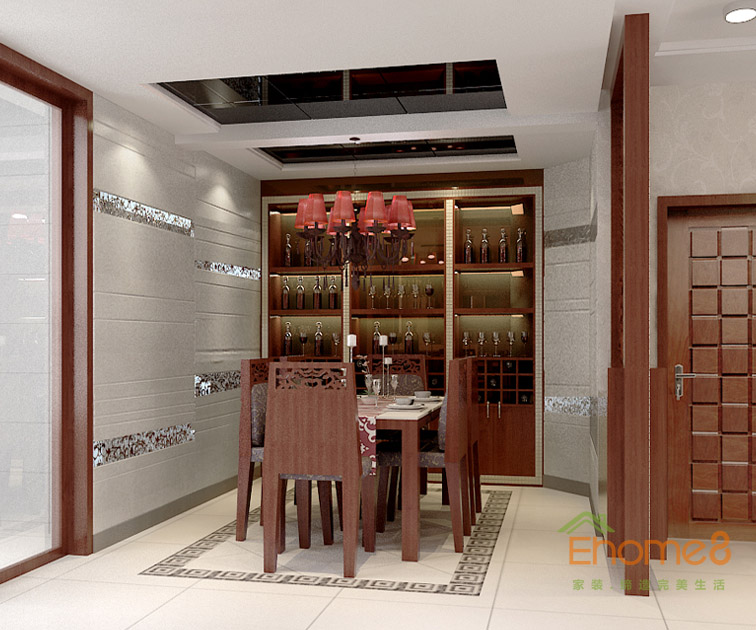 72㎡兩房一廳中式風(fēng)格餐廳裝修效果圖