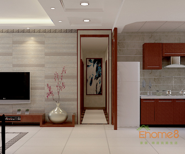 72㎡兩房一廳中式風(fēng)格過道裝修效果圖