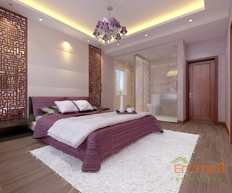 72㎡兩房一廳中式風(fēng)格臥室裝修效果圖